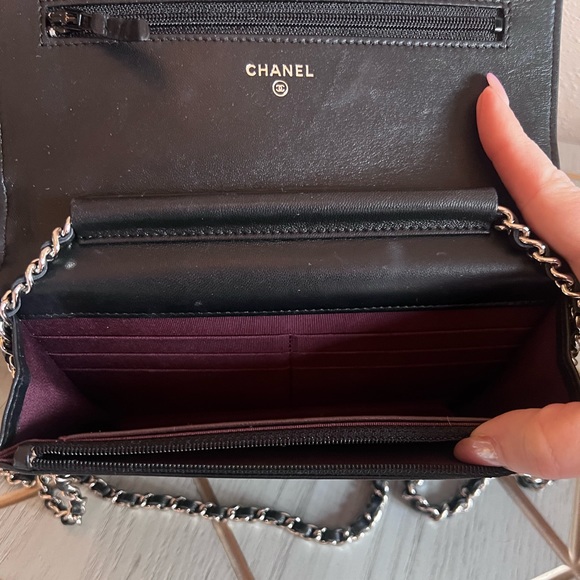 CHANEL Black Classic Wallet On Chain WOC Shoulder Bag Lambskin - Picture 10 of 12